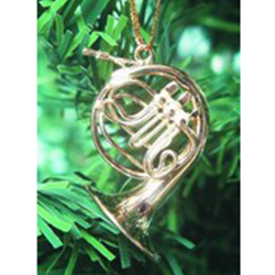 463012 French Horn Ornament Silver 1.5"